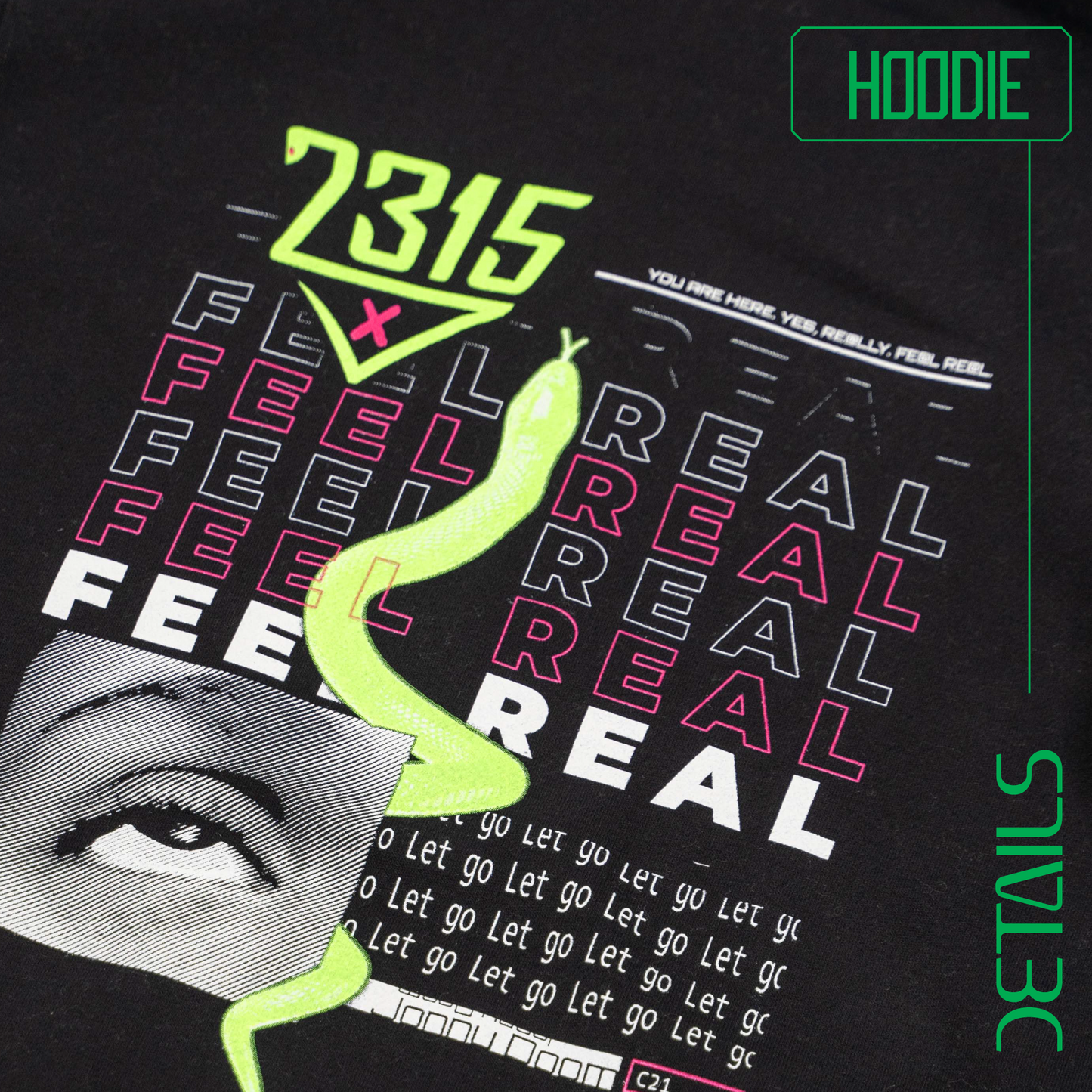 2315 Black Hoodie – Feel Real Edition